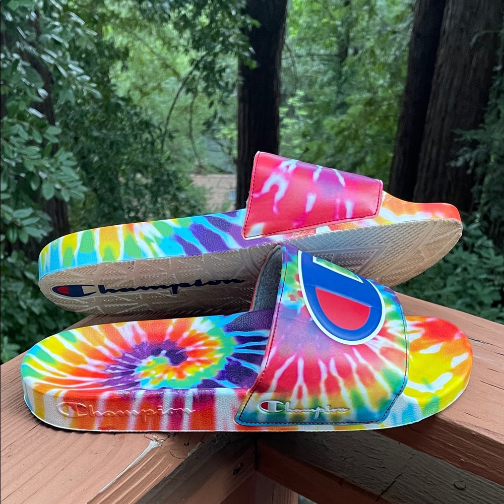 Champion Tie-Dye Rainbow Slide Form Fitting Sandals - Sz 11 Men’s  MINT